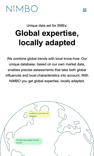 Nimbo landing page built by blikket