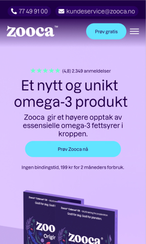 Zooca.no landing page built by blikket